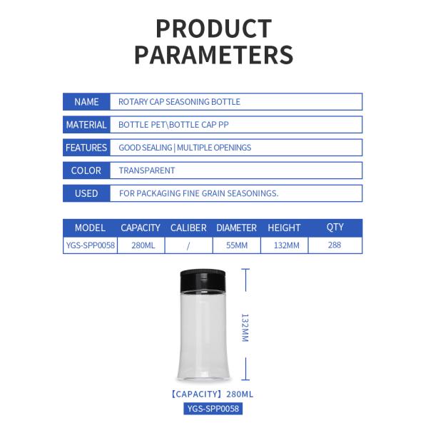 Wholesale kitchen plastic spice jars and salt bottle pepper chili shaker garlic spice bottle