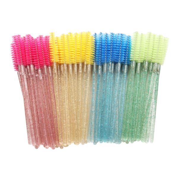 50PCS Crystal Eyebrow Brush Makeup Eyelash Extension Tool Pink Yellow