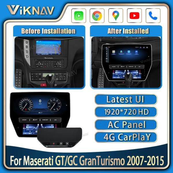 For 2007-2015 Maserati GT GC 12.3 Inch Touch Screen Head Unit 128G Navigation GPS Multimedia Player Wireless Carplay 4G