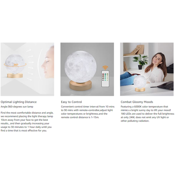 Remote Control Moon Shaped Lamp 16W Moon LED Lamp 4 Brightness 3 Color Temperatures