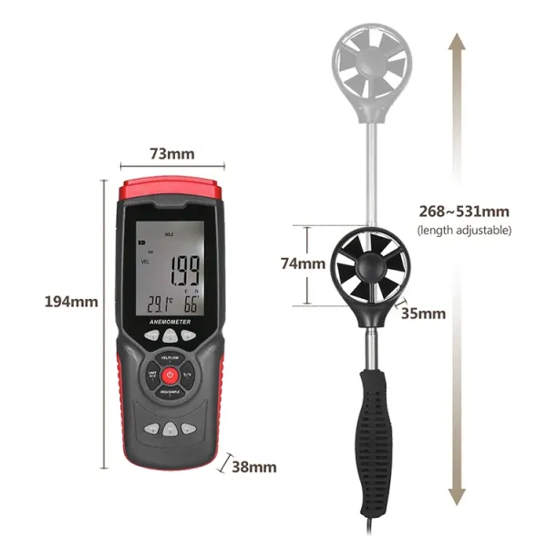 GT8907 Highly Sensitive Digital Anemometer Non Contact For Wind Speed Measurement