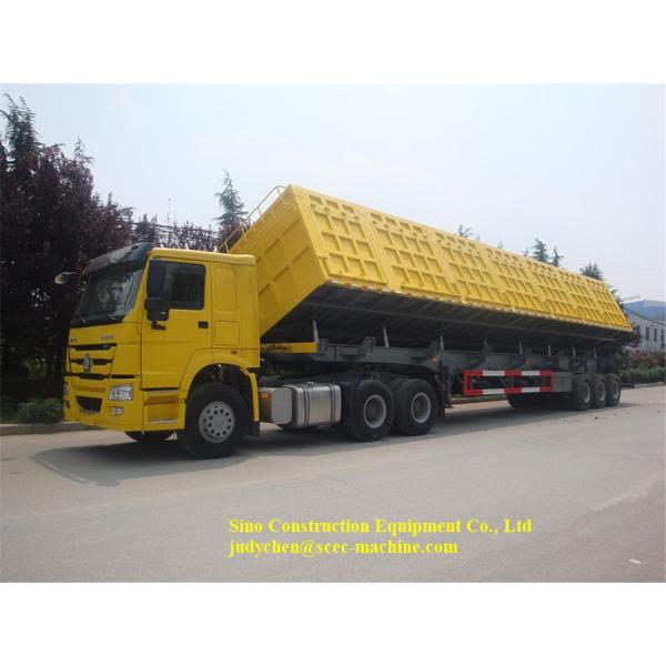 Hydraulic Self Side Tipper Dump Semi Trailer Square Tipper Tank 60000KGS