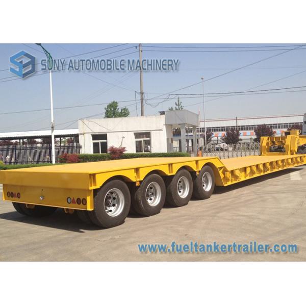 60 T Heavy Lowbed Flatbed Semi Trailer , 4 Axles Flatbed Car Trailer