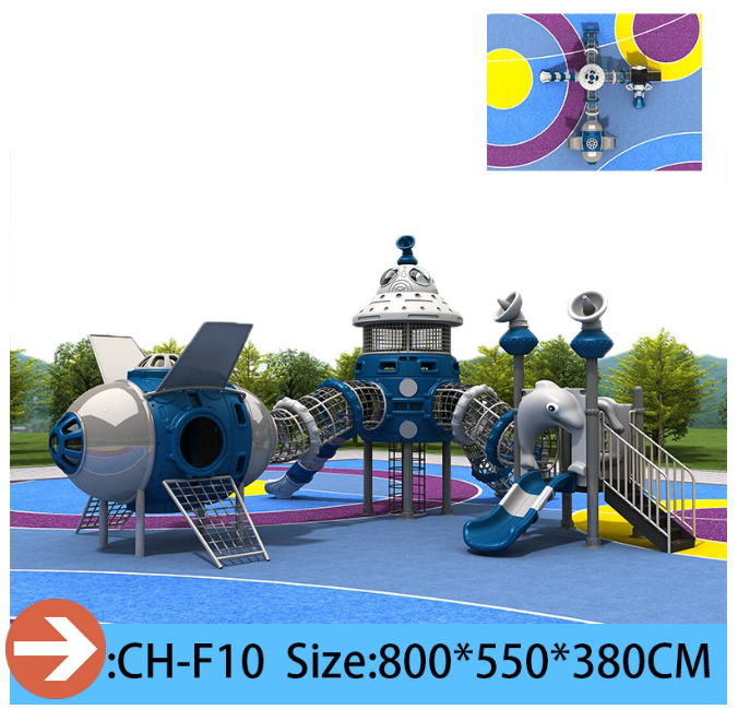 Rocket Ship Theme Outdoor Playground Slides Plastic Combination Slides Climbing Adventure Play Sets for Kindergartens Resorts Parks Kindergartens Safe