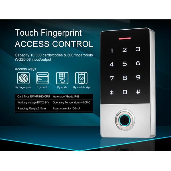 Robust Waterproof RFID Keypad Reader with Biometric Fingerprint Recognition - 24VDC