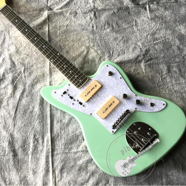 Customized Quality Electric Guitar in Light Green Color with White Hardware