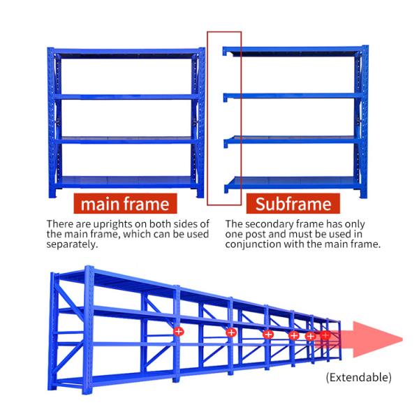 4 Levels Medium Duty Shelving Powder Coating Or Galvanized For Home Small Warehouses