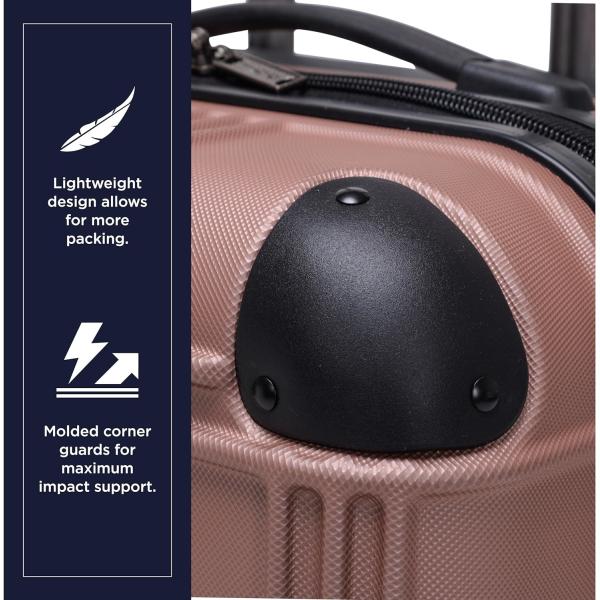 Lightweight Hardside 4-Wheel Spinner Travel Luggage, Rose Gold, 24-Inch Checked