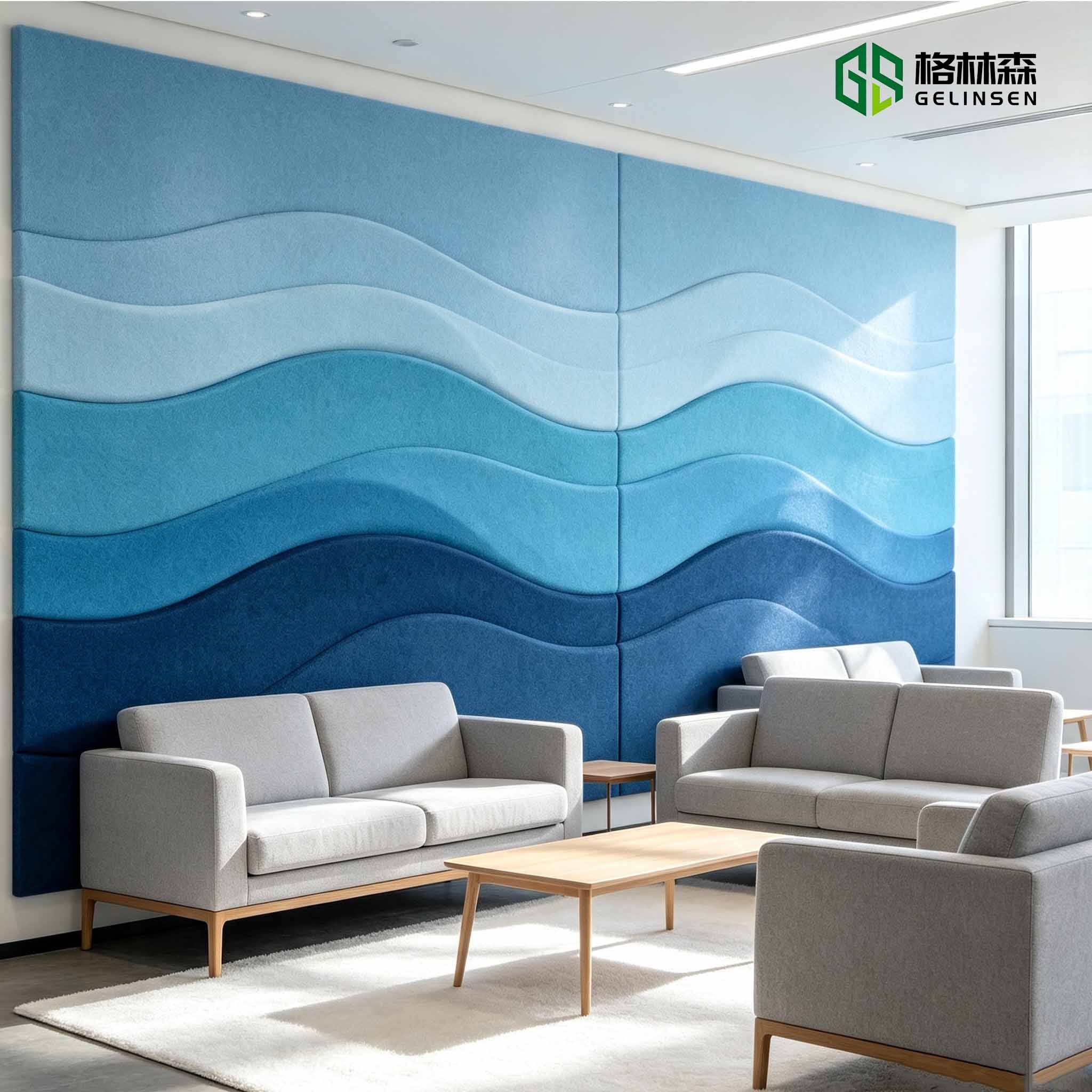 3D Polyester Acoustic Wall Panels Noise Absorbing Echo Reduction Cut-to-Size Available