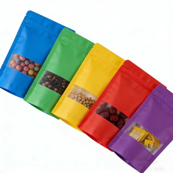 Customizable Stand up Pouch With Window Food Packaging Bag Ziplock Bag