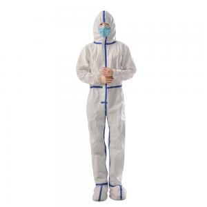 China Hospital ICU Protective Isolation Gown Suit Nontoxic White Disposable on sale