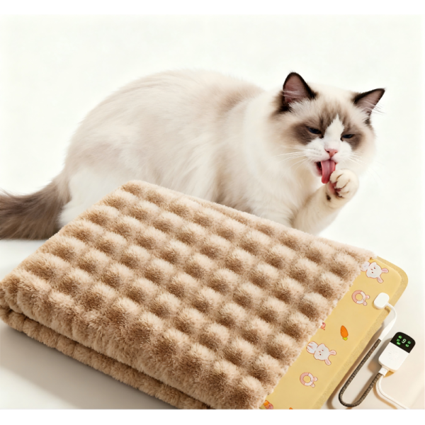 Temperature Control Adjustable Height Smart Pet Heating Blanket Removable Washable Safe Round Cotton for Chickens