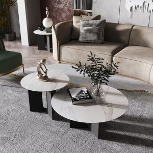 Wholesale 55cm Round Rock Coffee Table Carbon Steel Based Rock Slab Coffee Table from china suppliers