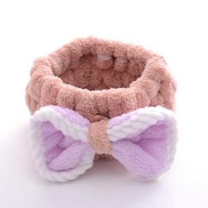 China Microfiber Fur Face Cleansing Headband Wide Bow For Ladies Spa on sale