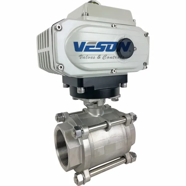 Electric Actuated Ball Valve with 3-PC Screwed End, PN1.0-32.0MPa Pressure Rating, and ISO5211 Standard Compliance
