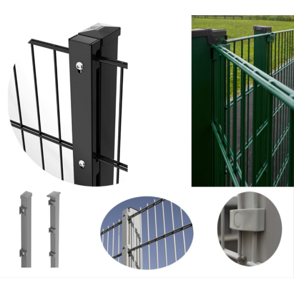 Industrial Double Wire Security Fence High Stiffness Twin Rod Panels