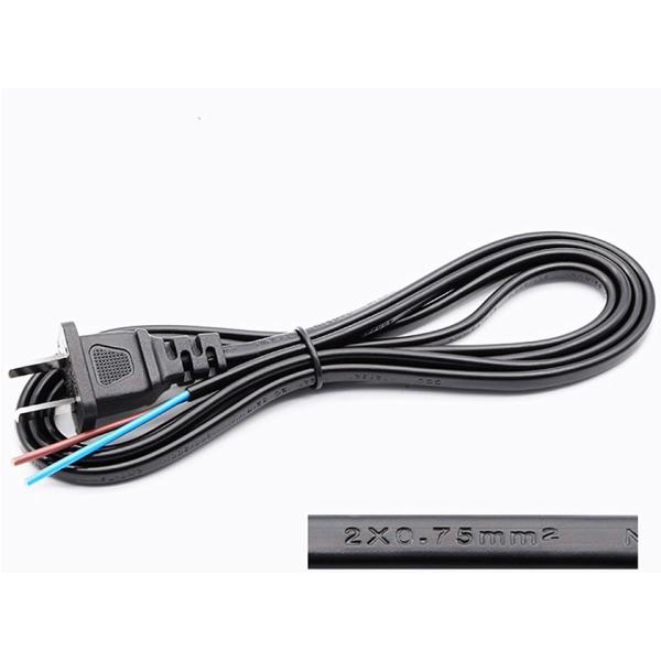 High quality 2 pin copper black power cord with striped end 10A/16A power cable