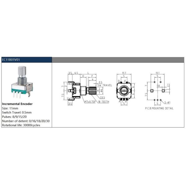 Ec11 Rotary Encoder 15/20mm Metal Shaft with Switch Digital Potentiometer
