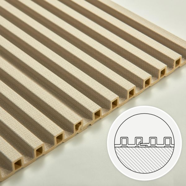 Contemporary 3D Grooved PVC Fluted Wall Panels 149x14mm Decorative Cladding Waterproof Texture for Feature Wall Design