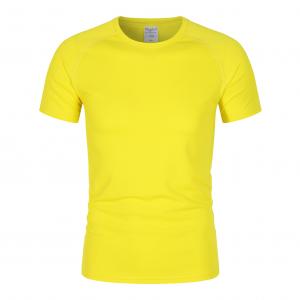 China Custom Logo Hot Selling Gym T-Shirt Fitness 100% Polyester  Running Quick Drying Sportswear Mens yellow Sports T Shirts on sale