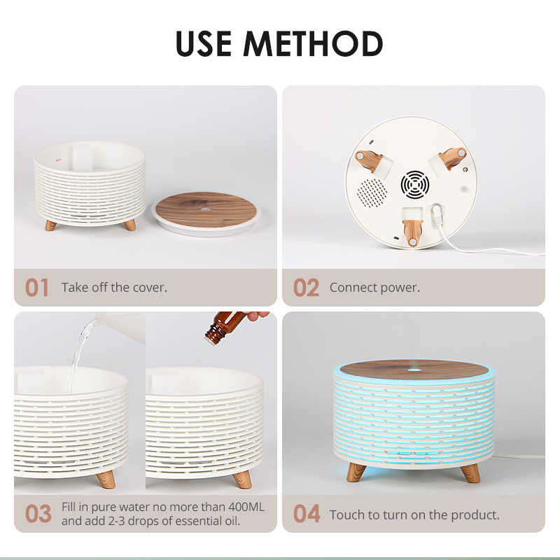 400ML Electric Plastic Essential Oil Aroma Diffuser LED Night Light Tabletop Humidifier for Hotel Spa Yoga Room Bedroom