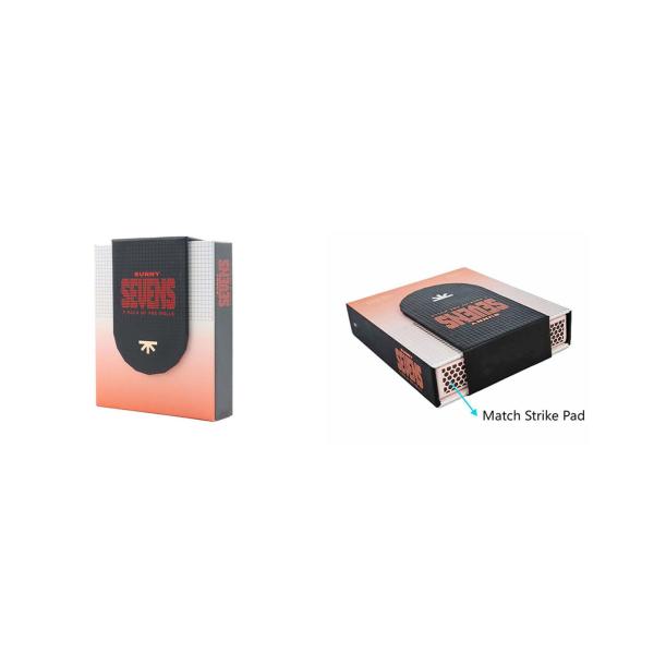 7 Pack Child Resistant Packaging Custom Pre Roll Magnetic Paper Box with Match Section