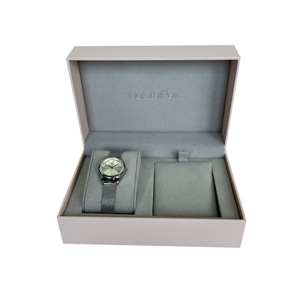 Double Slot Wrist Watch Packaging Boxes Plastic Partial Hard Gift Box For Lover
