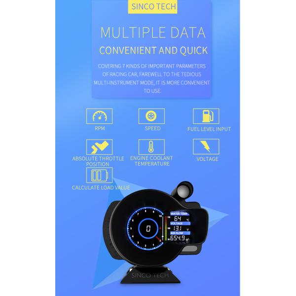 Do916 OBD2 Multifunctional Gauge Car Hud OBDII Double Screen Tachometer