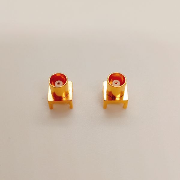Gold-plated Brass Female MCX Connector 50 Ohm with Push-in Coupling Structure for PCB Board