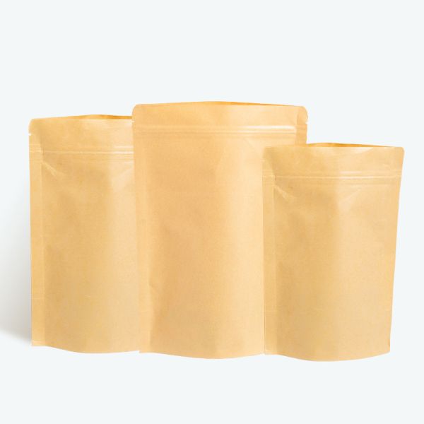 Customizable Kraft Paper Stand-up Pouches With Lock For Food Packaging