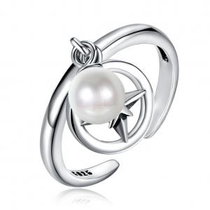China Opening Adjustable Size 925 Sterling Silver Mountable Pearl Pendant Ring on sale