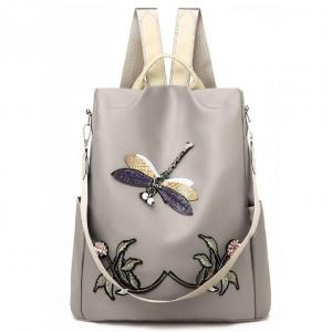 China 3d Embroidery Dragonfly Travel Polyester Womens Fashion Backpack on sale