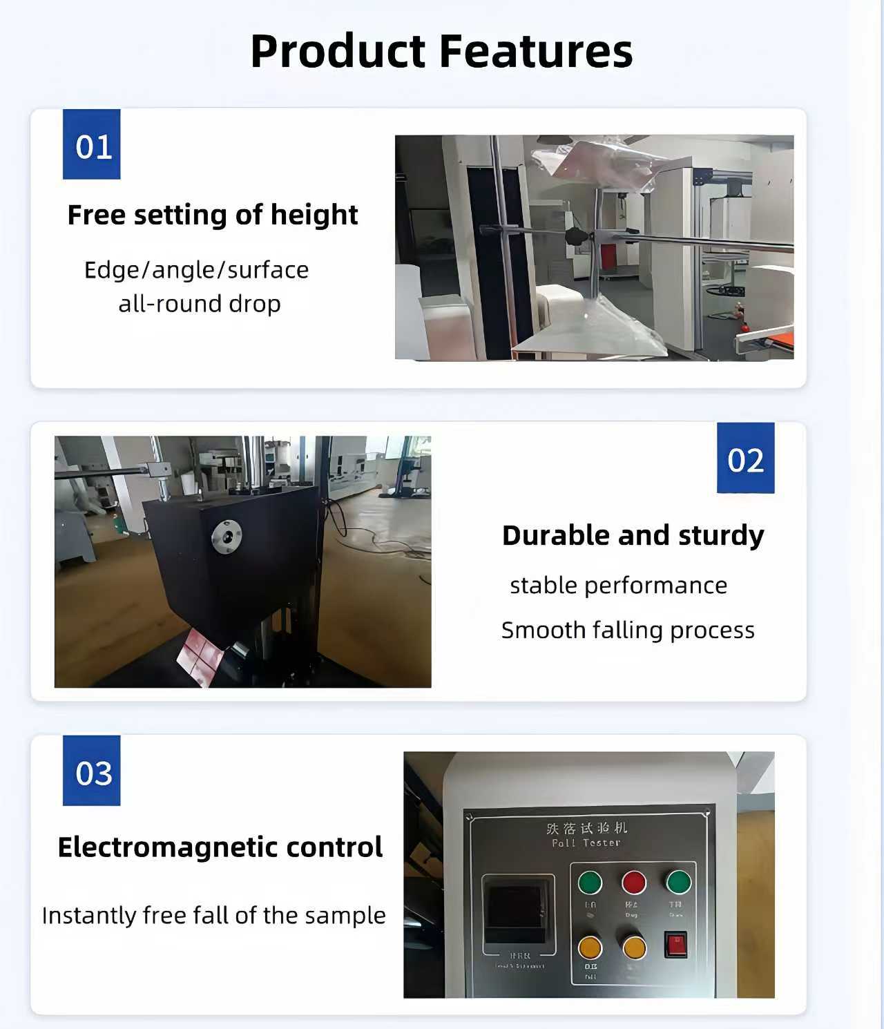 Automatic Bag Drop Test Machine 1500mm Height Adjustable for Luggage Manufacturer Quality Control