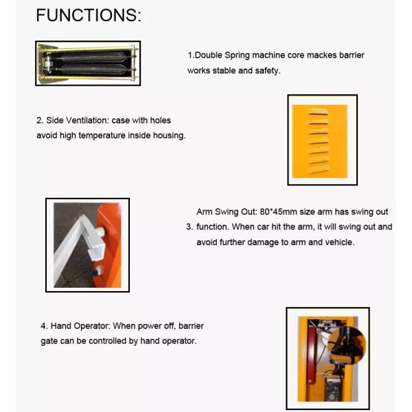 Wire Control Road Blocker 6M Telescopic Arm Road Barrier Boom Barrier AC 220/110V