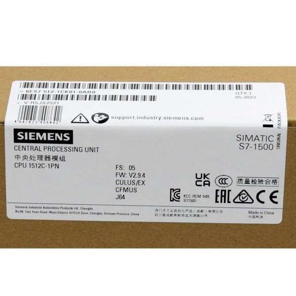 SIEMENS PLC SIMATIC S7-1500CPU 1512C-1 PN 6ES7512-1CK01-0AB0 SIMATIC MEMORY CARD NECESSARY
