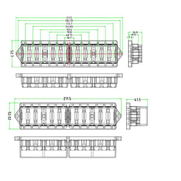 Marine 40A Circuit Fuse Block 12 Slots Fuse Box Holder 42mm