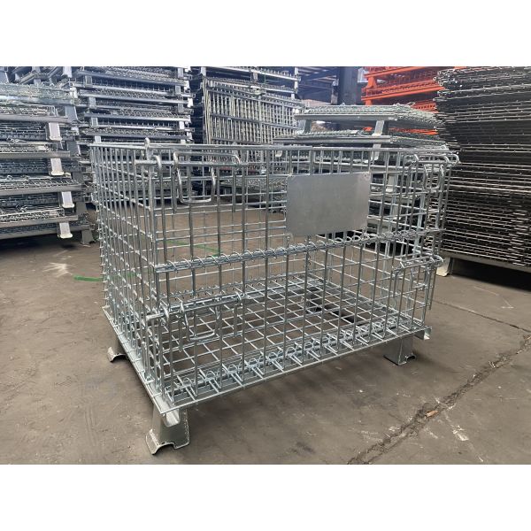 Warehouse Wire Container Storage Mesh Pallet Cages Heavy Duty Iron Frame