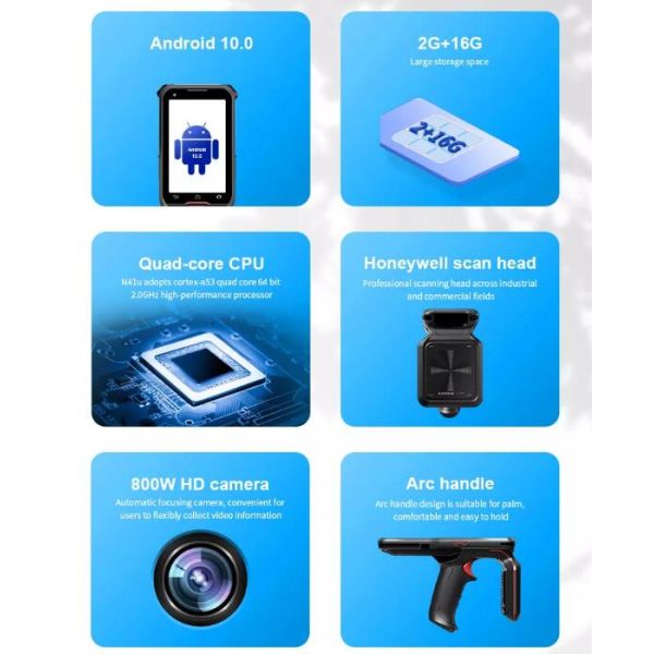 Android 10.0 PDA RFID UHF Reader Handheld POS Terminal IP65 Barcode Scanner