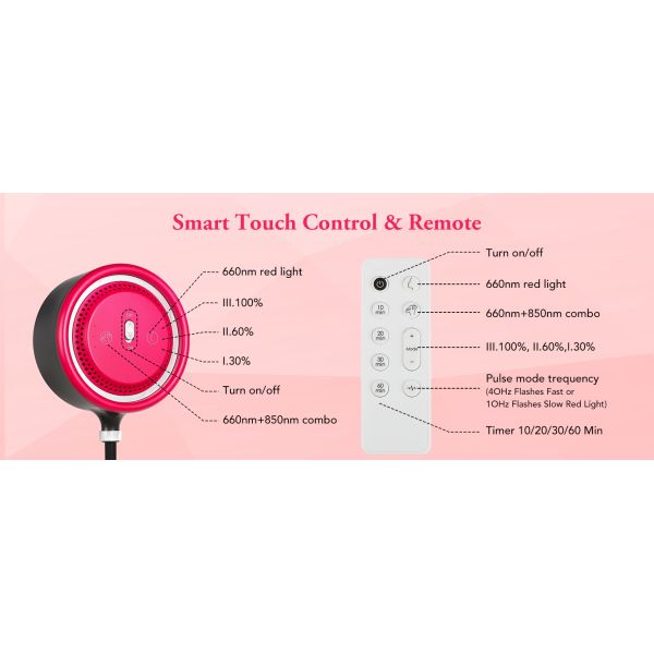 Adjustable Height Red Light Therapy Light with Remote Control and 660nm and 850nm Infrared Therapy Light