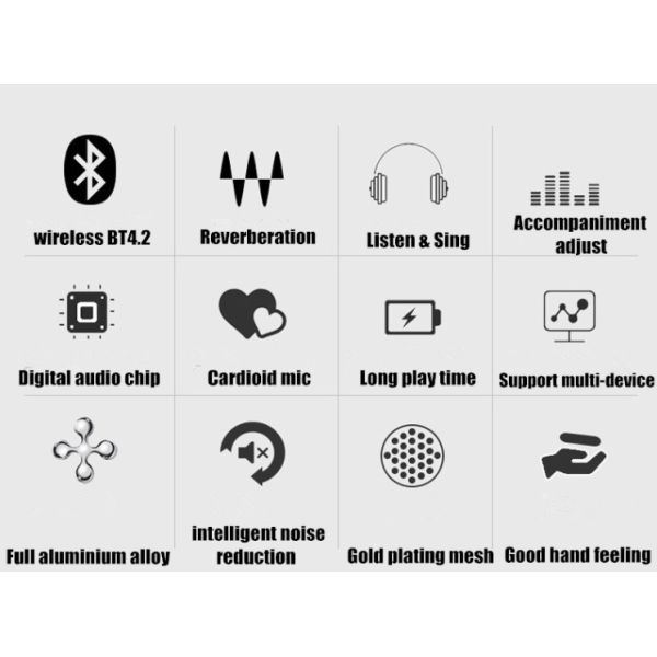 32GB Micro SD Card Bluetooth Speaker 2000Ah Battery 4 In 1 Karaoke Microphone