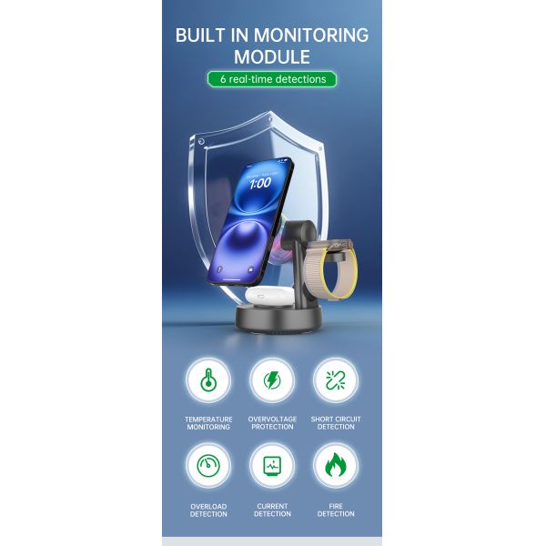 Stylish Qi 2.2 Wireless Charger and Bluetooth 5.2 Speaker Combo Support both Samsung & Apple Devices