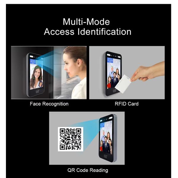 8 Inch Screen Dynamic Biometric Time Attendance System Fingerprint Face Recognition Access Control Device WIFI Cloud
