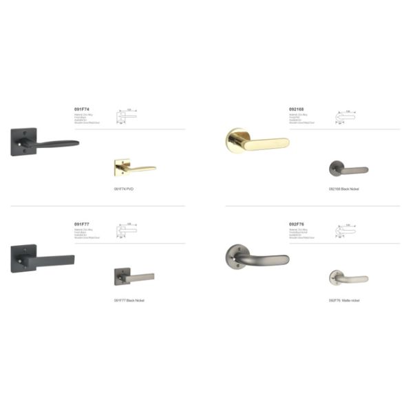 Classic Hexagonal Door Handle Yellow Bronze Room Door Lock Split Body Wood Door Lock