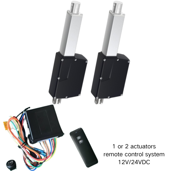600Kg Push Force 1 ~ 2 Linear Actuators Remote Control Kit DC 24V 12V Safety Protection