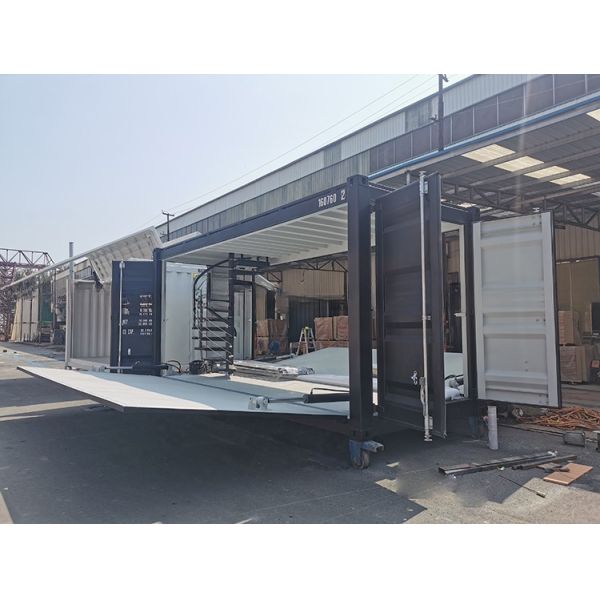 Professional Customized Side Opening 20ft Shipping Container Coffee Shop Fast Food Shop with Ladder and Top Security Rail