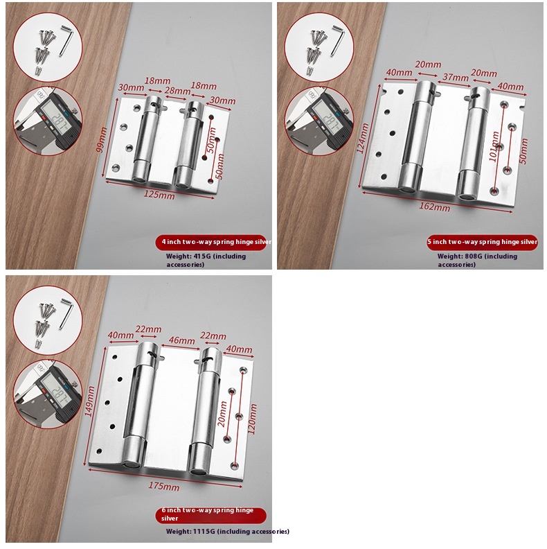 Modern Design 6inch 5inch Black Automatic Rebound Hinge Thickened Stainless Steel One-Way Two-Way Soft Close Door Closing Hinge