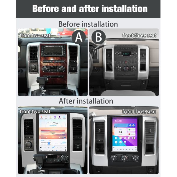 Viknav Car Radio For Dodge Ram (2008 2009 2010 2011) 12.1 inch Android 13 Auto Upgrade IPS LCD Screen Touch Multimedia