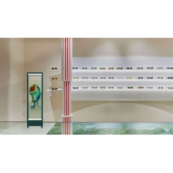 48 Inch Vertical Transparent OLED Showcase Display for Cultural Heritage and Museum Exhibition Cabinets