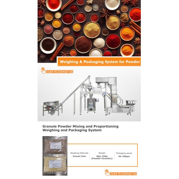 Oatmeal Granules Multihead Weigher Powder Mixing Proportioning Weighing Packaging System With Linear Weigher