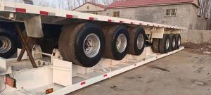 China 3 Axles 45tons Used Truck Trailer Flatbed Trailer For  13M Container Carrier on sale